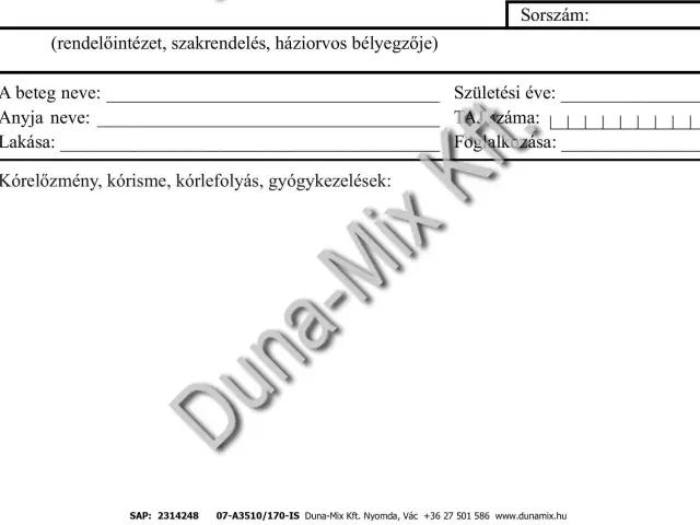 Gyógykezelési karton